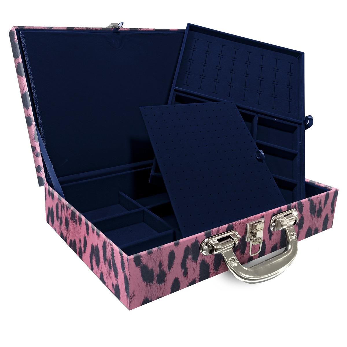 Maleta Dupla Grande Hiena Rosa Com Alça Cromada e Imã - Sob Encomenda