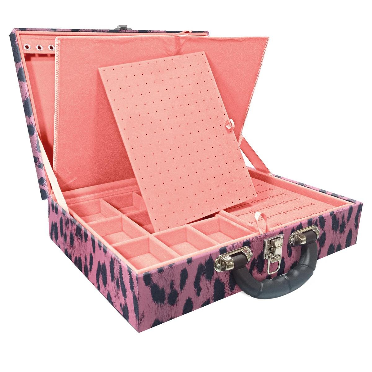 Maleta Dupla Grande Hiena Rosa Com Alça Preta e Imã - Sob Encomenda