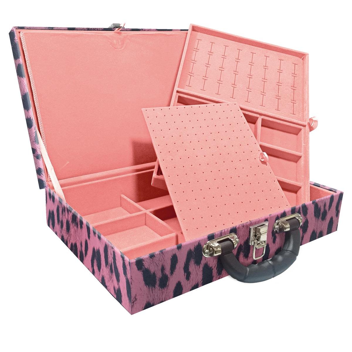 Maleta Dupla Grande Hiena Rosa Com Alça Preta e Imã - Sob Encomenda