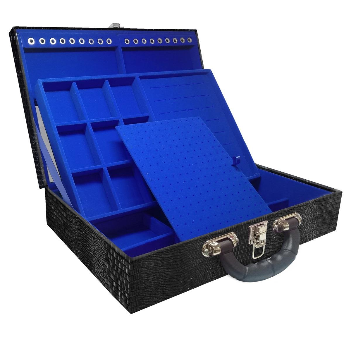 Maleta Dupla Grande Jacaré Com Alça Preta e Espelho - Sob Encomenda