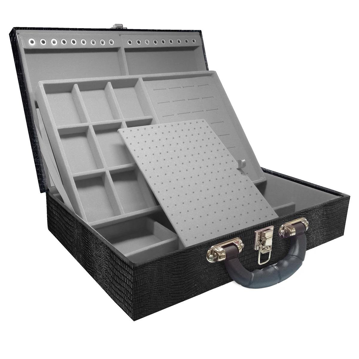 Maleta Dupla Grande Jacaré Com Alça Preta e Espelho - Sob Encomenda