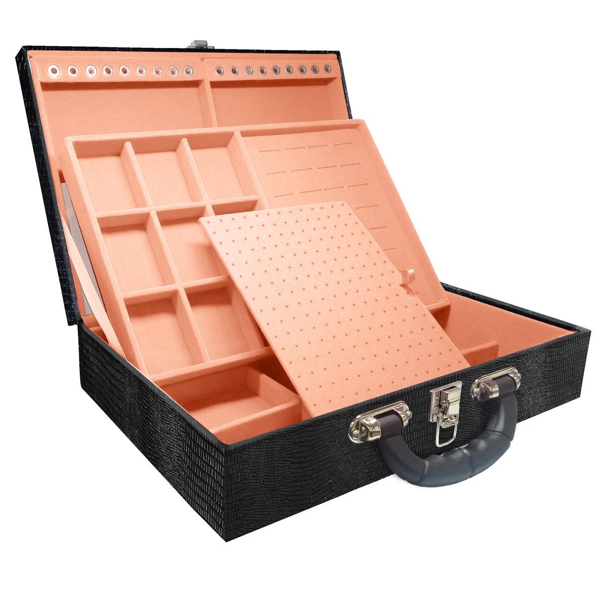 Maleta Dupla Grande Jacaré Com Alça Preta e Espelho - Sob Encomenda