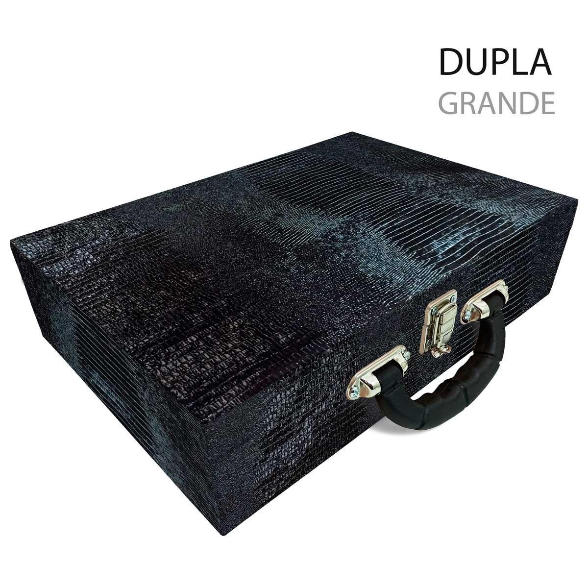 Maleta Dupla Grande Jacaré Com Alça Preta e Espelho - Sob Encomenda