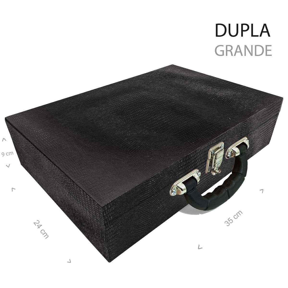 Estojo Maleta Porta Jóias Duplo Grande Jacaré