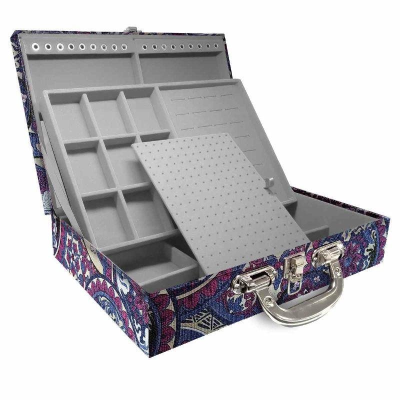 Maleta Dupla Grande Mandala Roxo Com Alça Cromada E Espelho