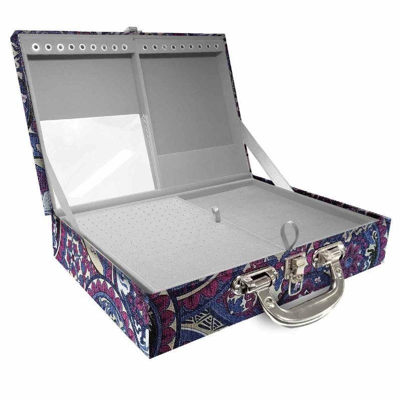 Maleta Dupla Grande Mandala Roxo Com Alça Cromada E Espelho