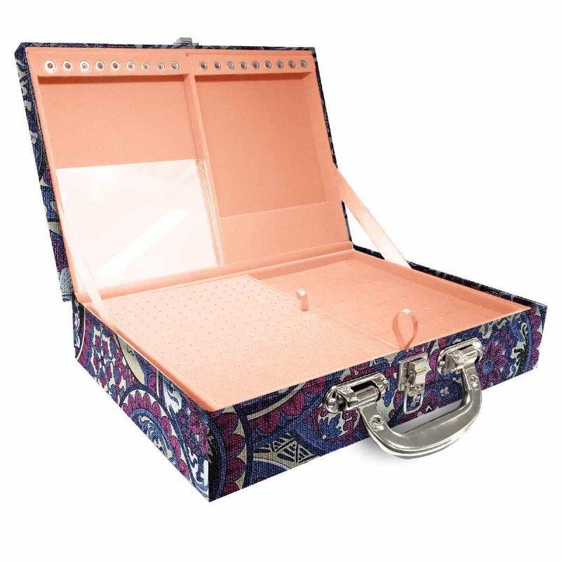 Maleta Dupla Grande Mandala Roxo Com Alça Cromada E Espelho