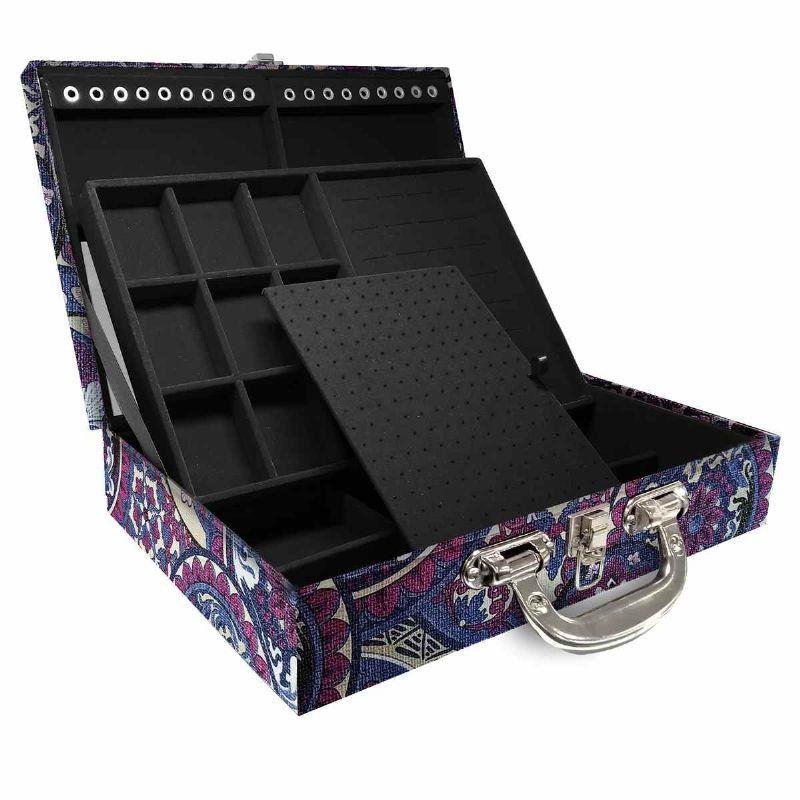 Maleta Dupla Grande Mandala Roxo Com Alça Cromada E Espelho