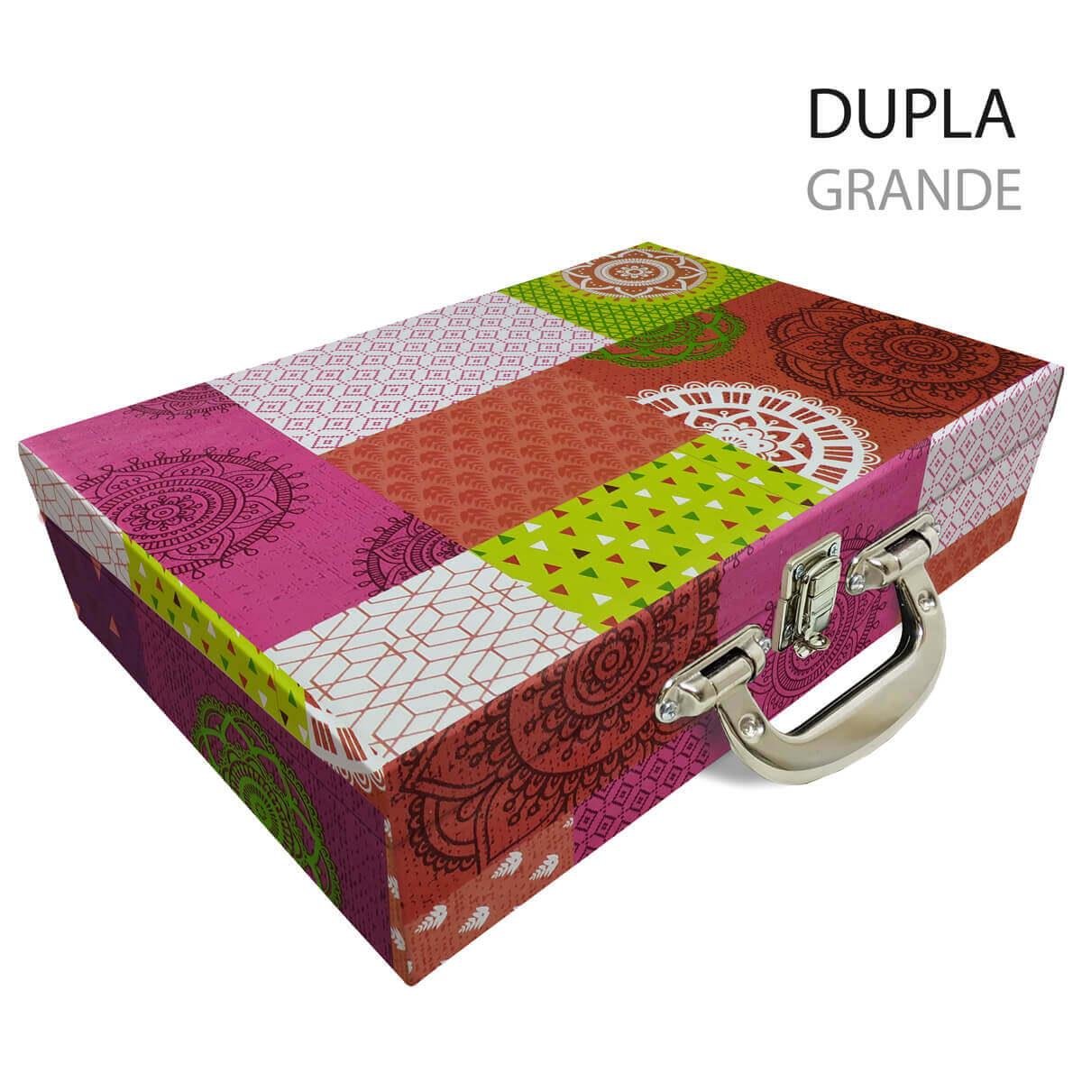 Maleta Dupla Grande Mandala Tibete Com Alça Cromada e Espelho - Sob Encomenda