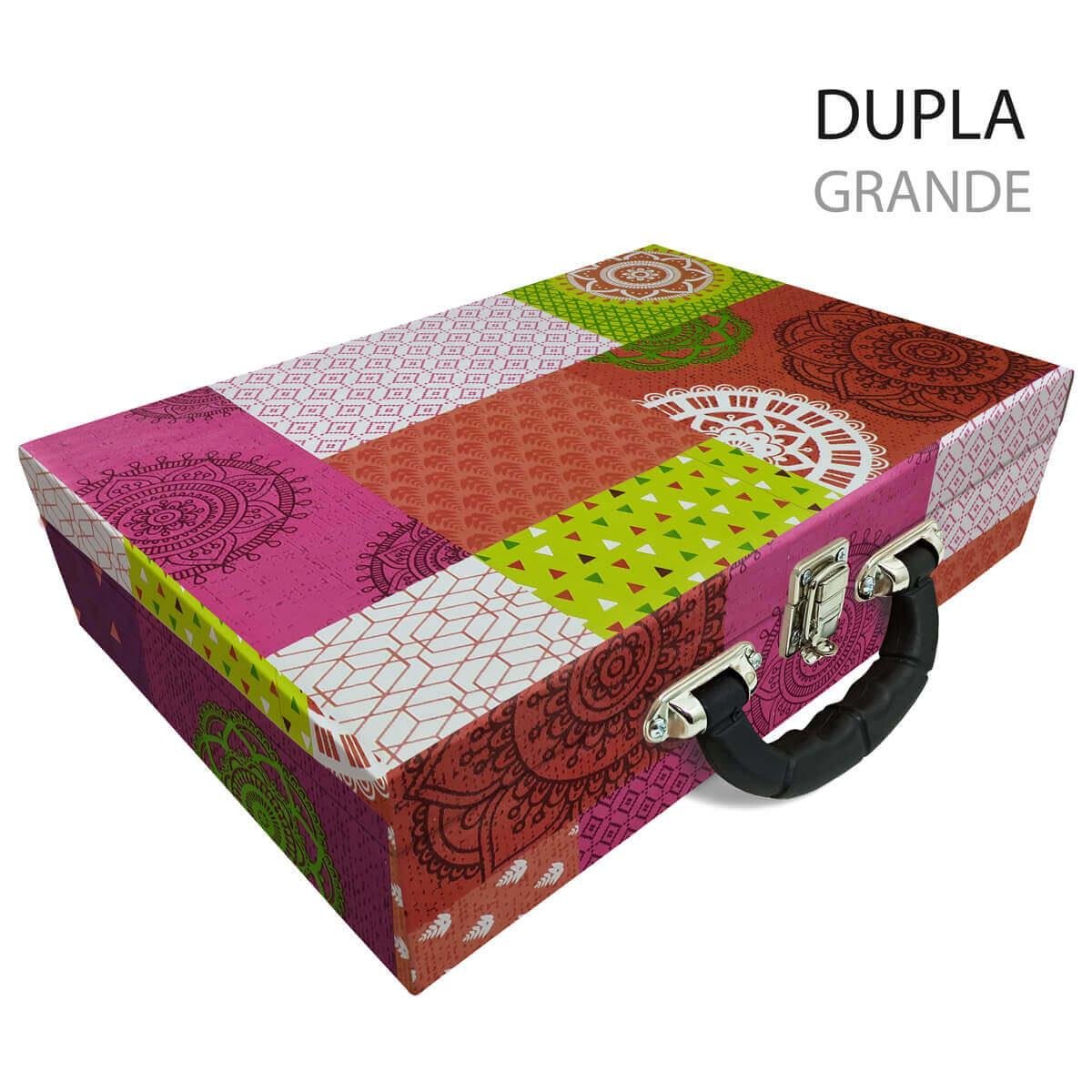 Maleta Dupla Grande Mandala Tibete Com Alça Preta e Imã - Sob Encomenda