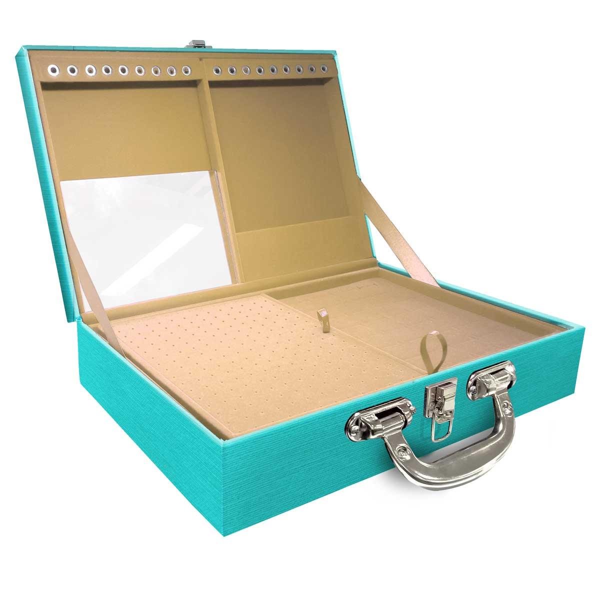 Estojo Maleta Porta Jóias Duplo Grande Milão Tiffany Com Alça Cromada e Espelho