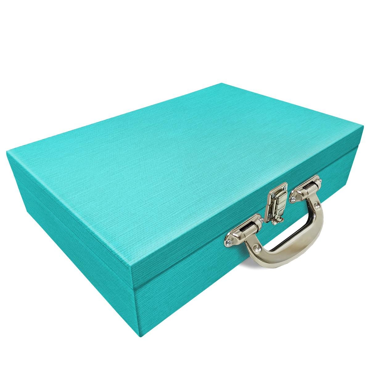 Estojo Maleta Porta Jóias Duplo Grande Milão Tiffany Com Alça Cromada e Espelho