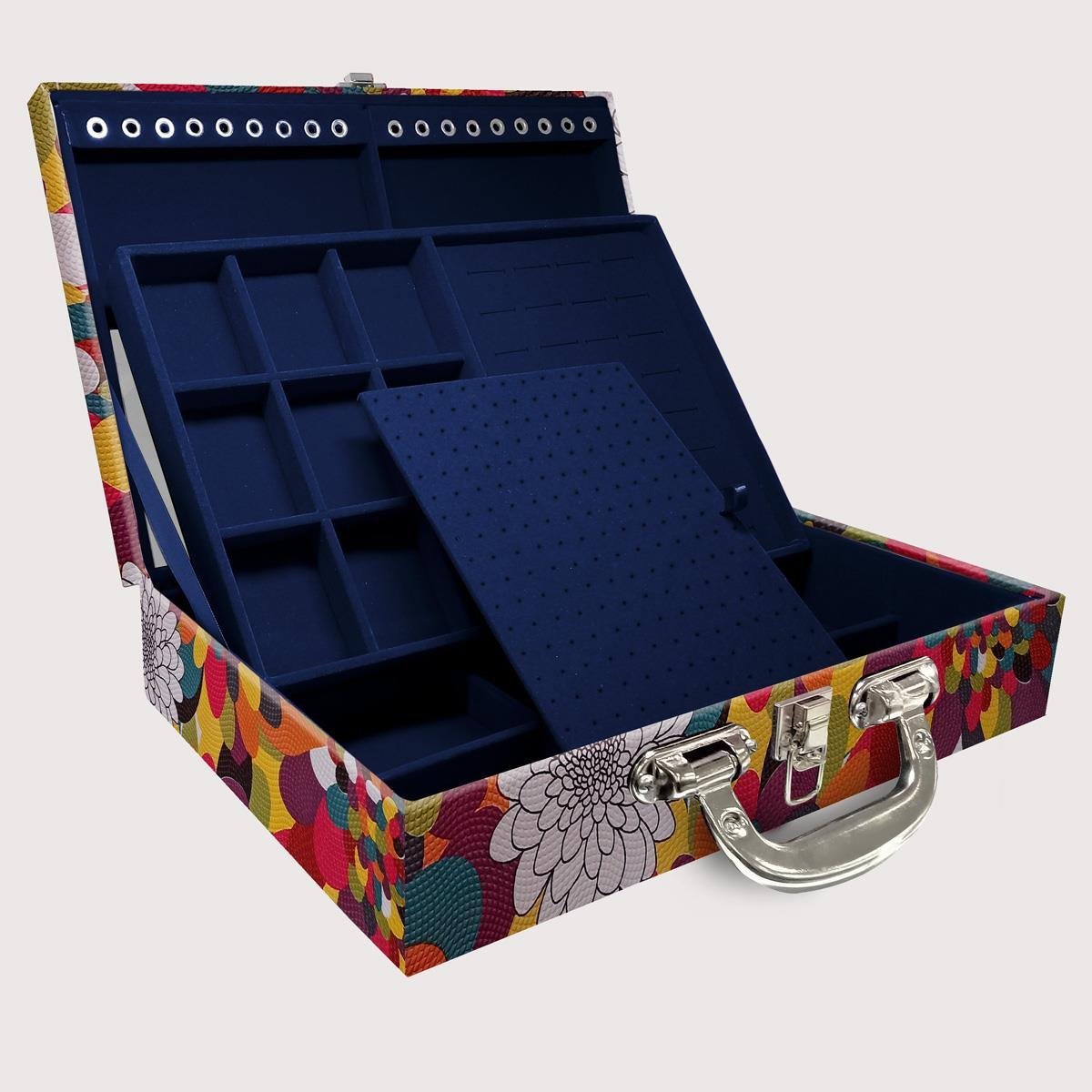 Maleta Dupla Grande Mosaico Girassol Com Alça Cromada e Espelho - Sob Encomenda