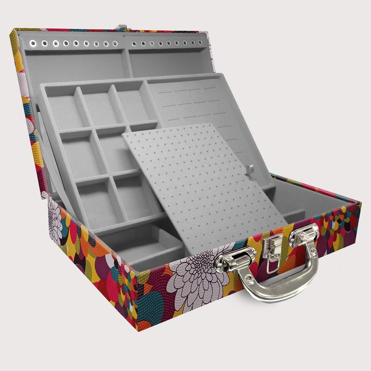 Maleta Dupla Grande Mosaico Girassol Com Alça Cromada e Espelho - Sob Encomenda