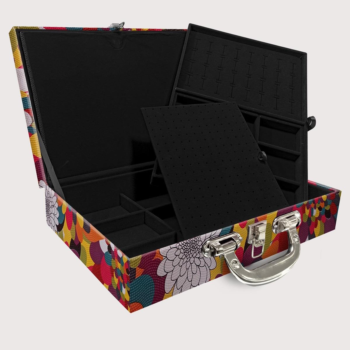 Maleta Dupla Grande Mosaico Girassol Com Alça Cromada e Imã - Sob Encomenda