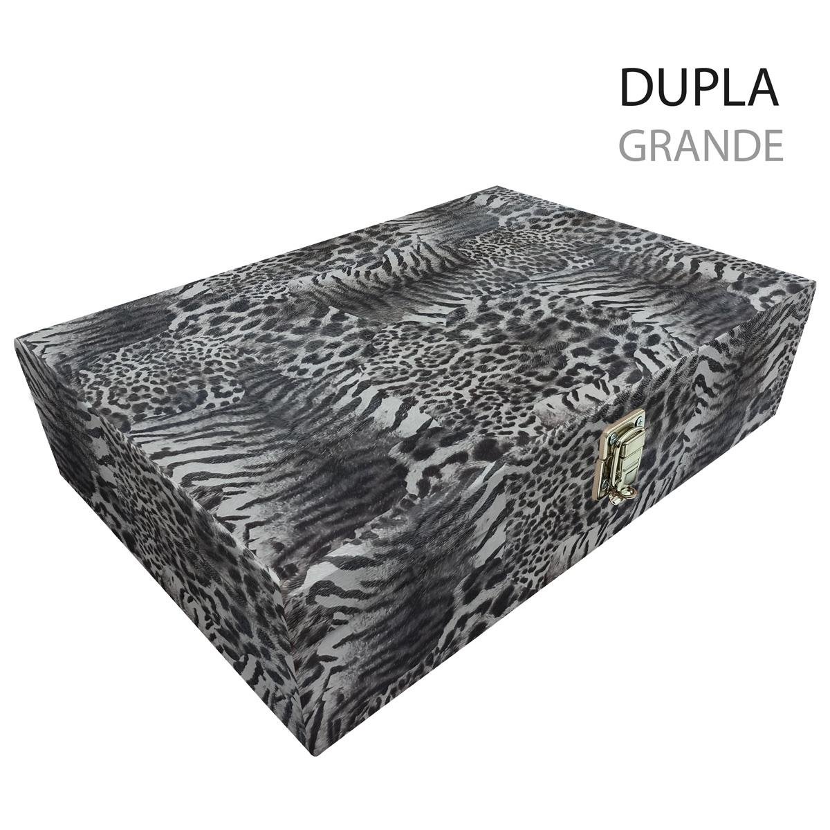 Maleta Dupla Grande Multipele Tigre Cinza Sem Alça e Com Espelho - Sob Encomenda