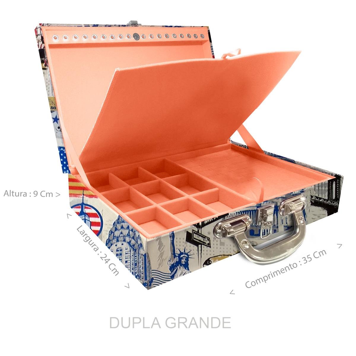 Maleta Dupla Grande Nova York Com Alça Cromada e Imã - Sob Encomenda