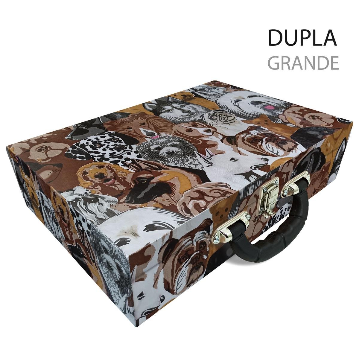 Estojo Maleta Porta Jóias Duplo Grande Dogs Com Alça Preta e Imã