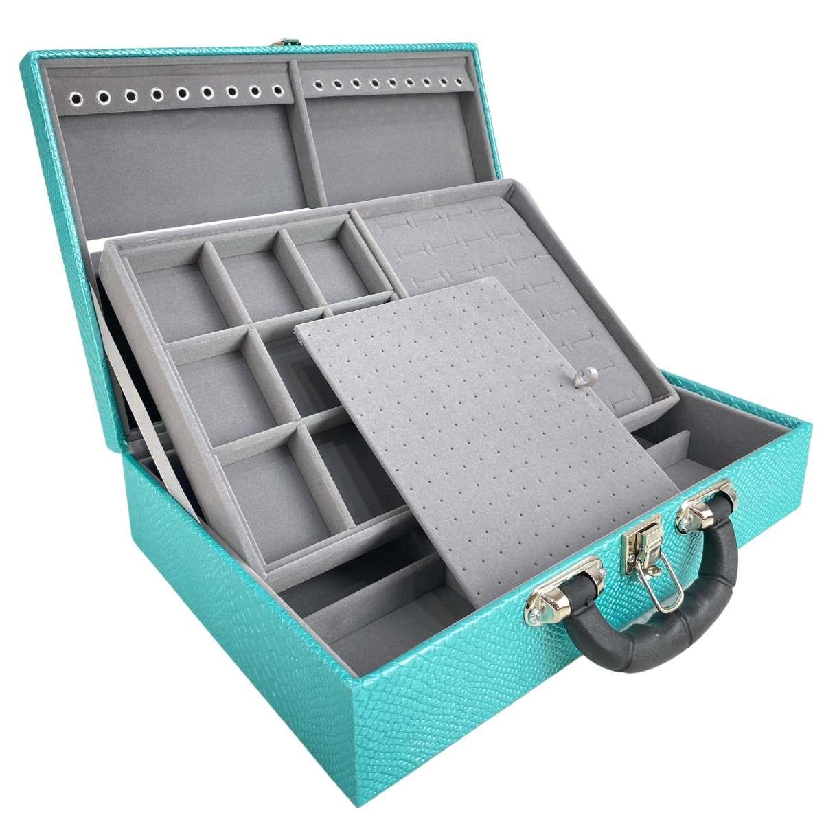 MALETA DUPLA GRANDE VÍBORA TIFFANY METALIZADA COM ALÇA PRETA E ESPELHO VELUDO