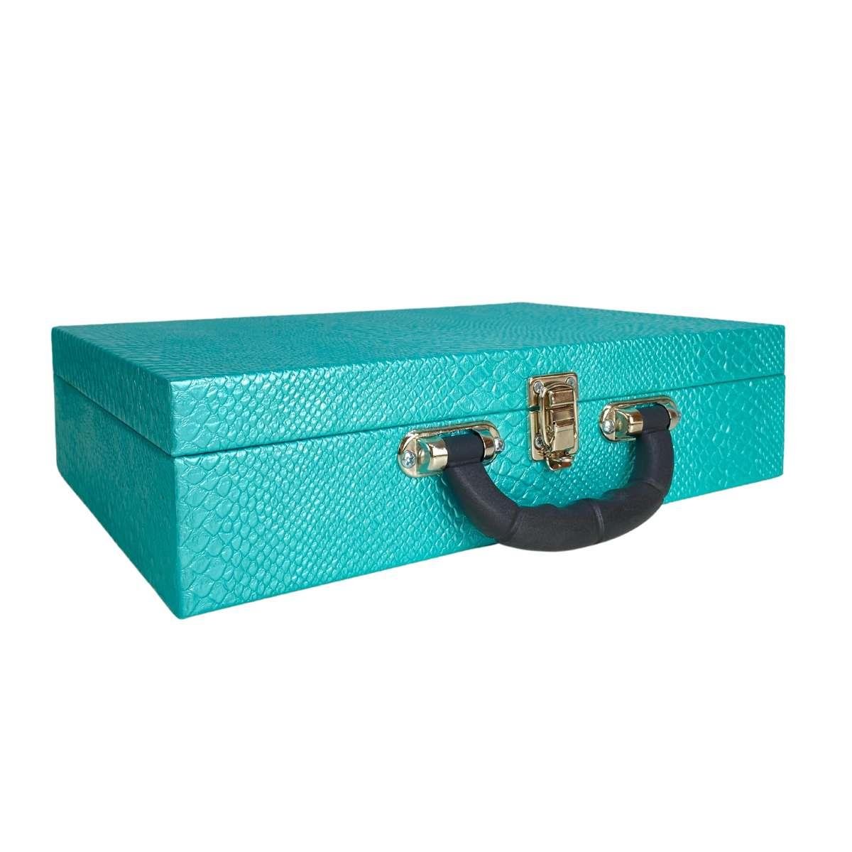 MALETA DUPLA GRANDE VÍBORA TIFFANY METALIZADA COM ALÇA PRETA E ESPELHO VELUDO