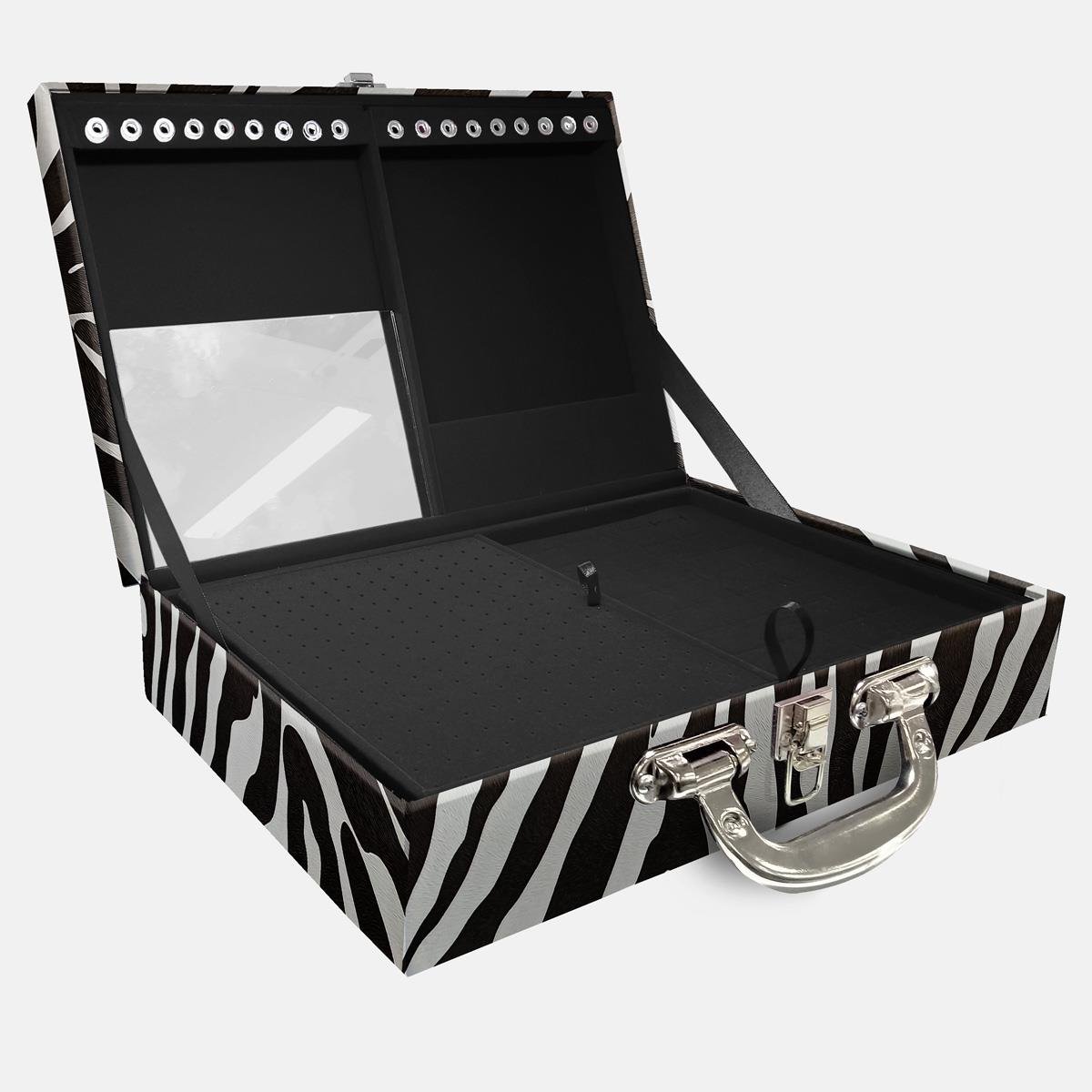 Maleta Dupla Grande Zebra Com Alça Cromada e Espelho - Sob Encomenda