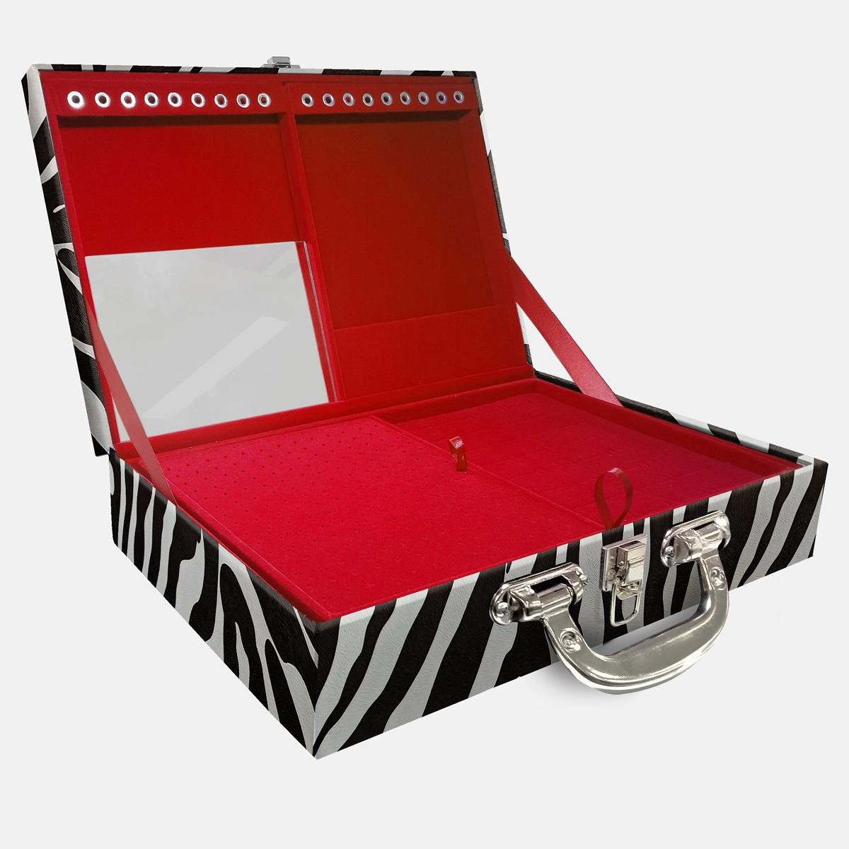 Maleta Dupla Grande Zebra Com Alça Cromada e Espelho - Sob Encomenda