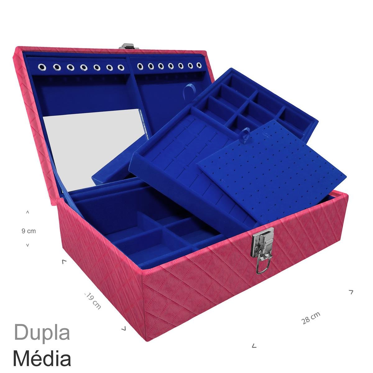 Maleta Dupla Média Dijon Pink Sem Alça e Espelho - Sob Encomenda