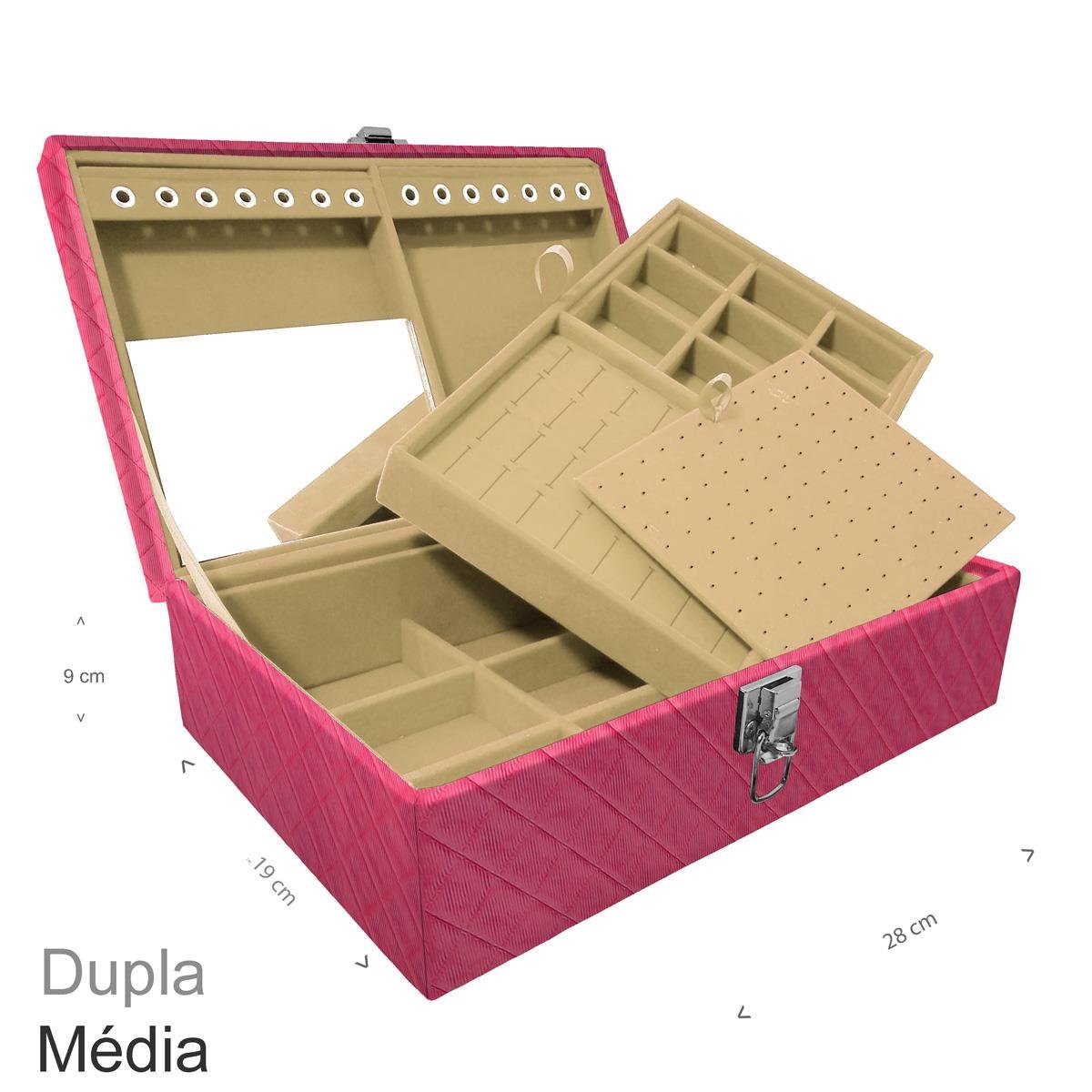 Maleta Dupla Média Dijon Pink Sem Alça e Espelho - Sob Encomenda