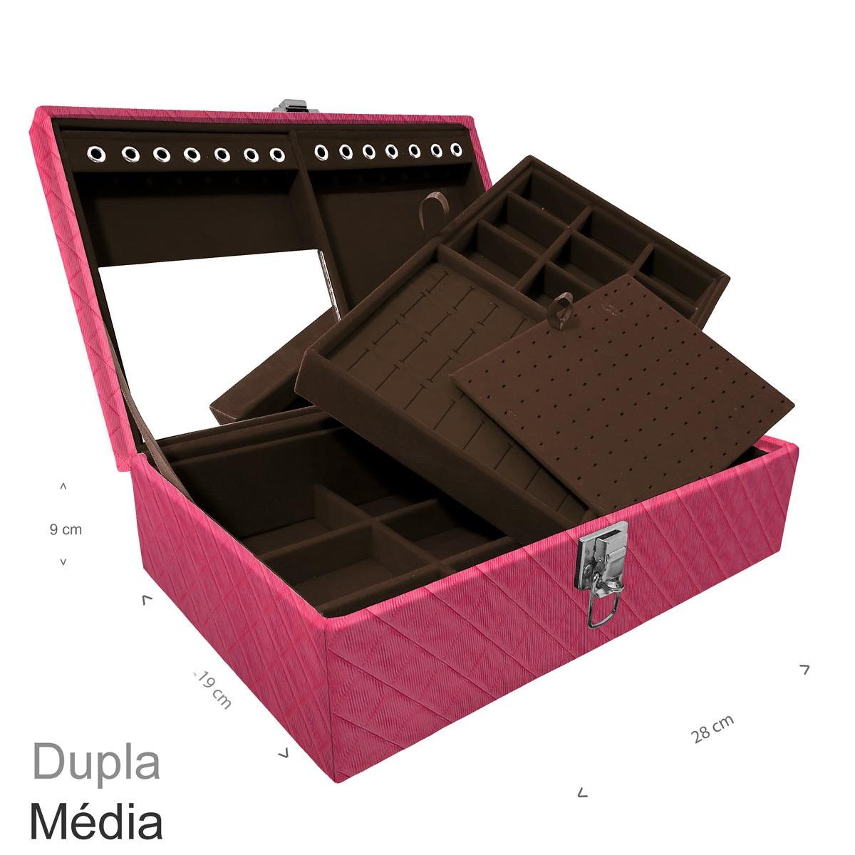 Maleta Dupla Média Dijon Pink Sem Alça e Espelho - Sob Encomenda
