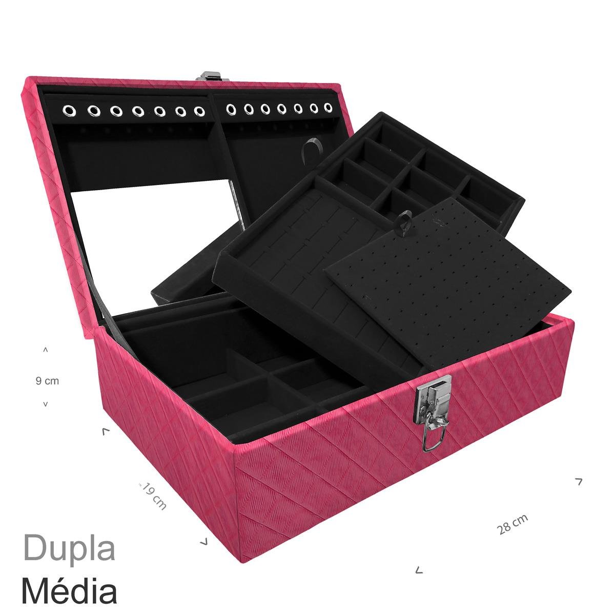 Maleta Dupla Média Dijon Pink Sem Alça e Espelho - Sob Encomenda