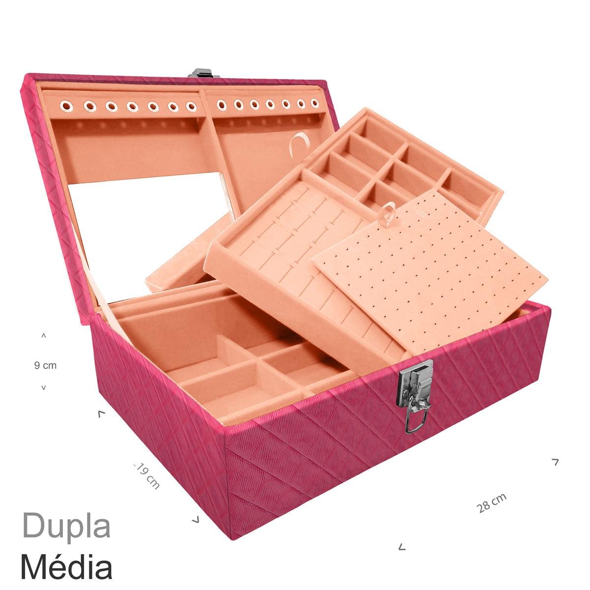 Maleta Dupla Média Dijon Pink Sem Alça e Espelho - Sob Encomenda