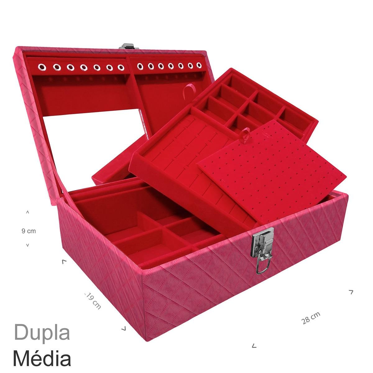Maleta Dupla Média Dijon Pink Sem Alça e Espelho - Sob Encomenda