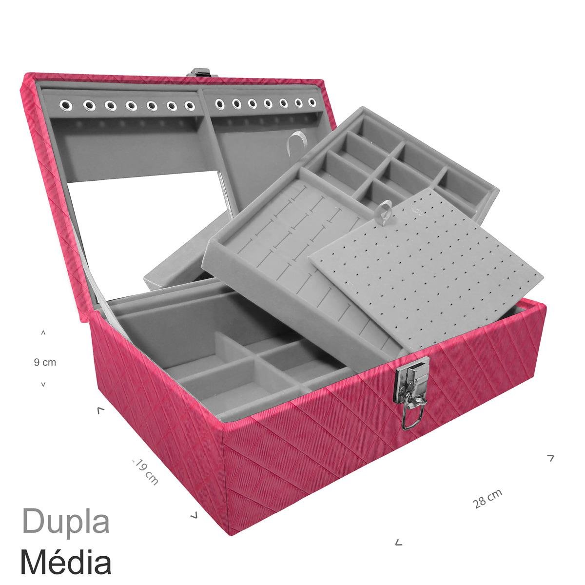 Maleta Dupla Média Dijon Pink Sem Alça e Espelho - Sob Encomenda