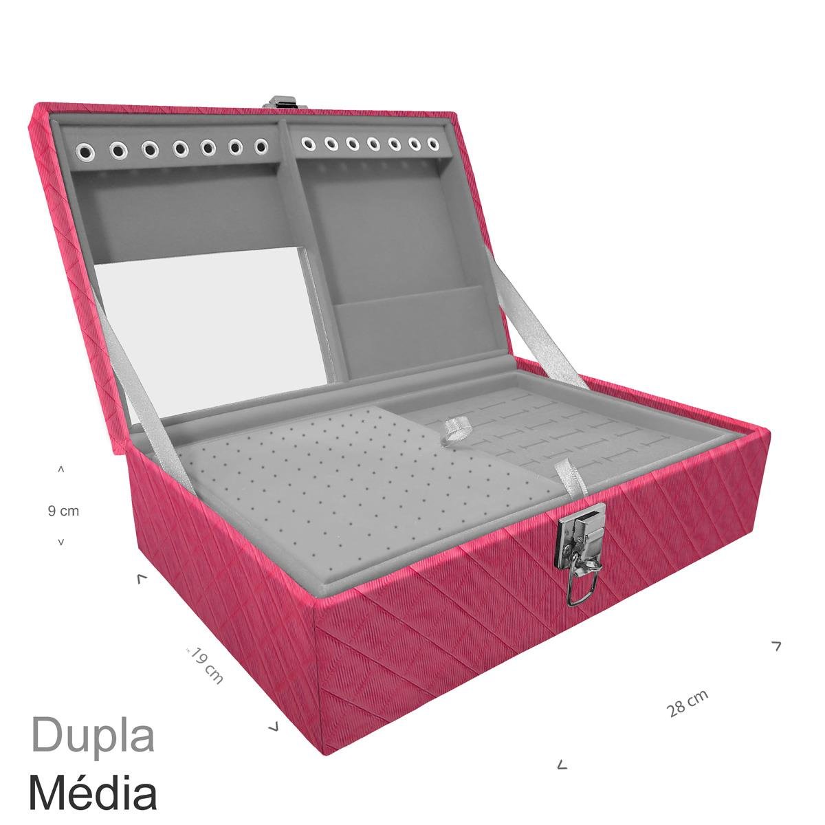 Maleta Dupla Média Dijon Pink Sem Alça e Espelho - Sob Encomenda