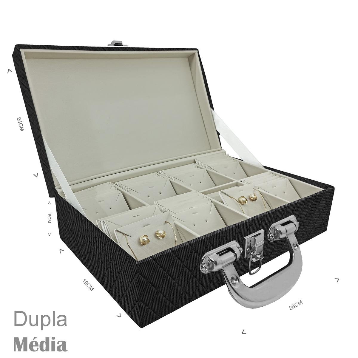 Maleta Dupla Média Dijon Preto 40 Tags Com Alça Cromada - Sob Encomenda