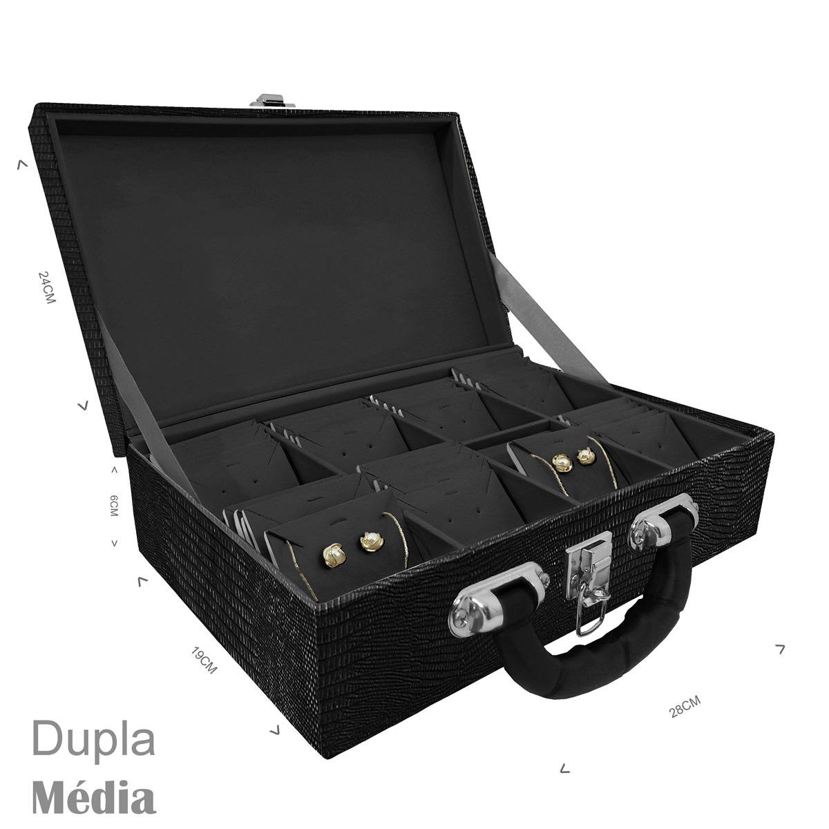 Maleta Dupla Média Jacaré 40 Tags Com Alça Preta - Sob Encomenda