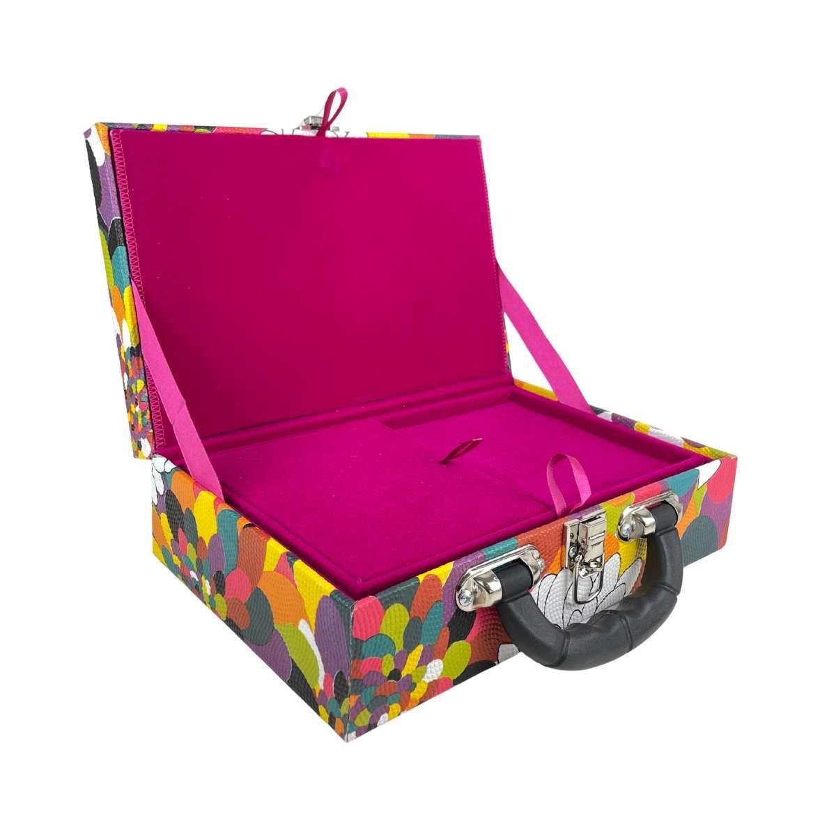 Maleta Porta-Joias Dupla Média Mosaico com Tampa Imã