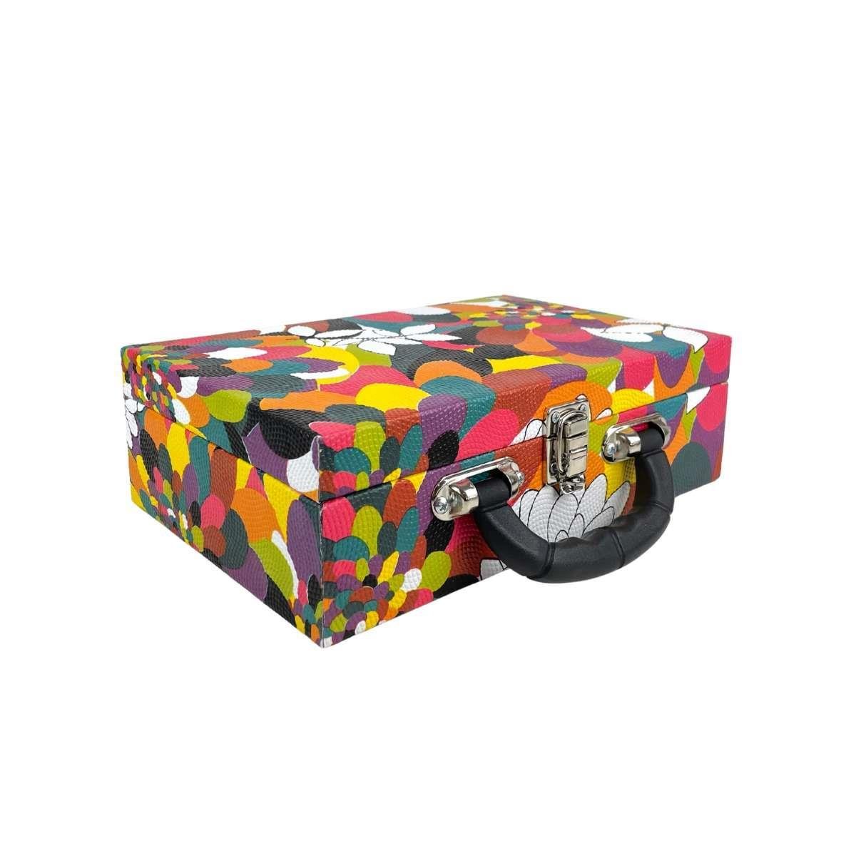 Maleta Porta-Joias Dupla Média Mosaico com Tampa Imã