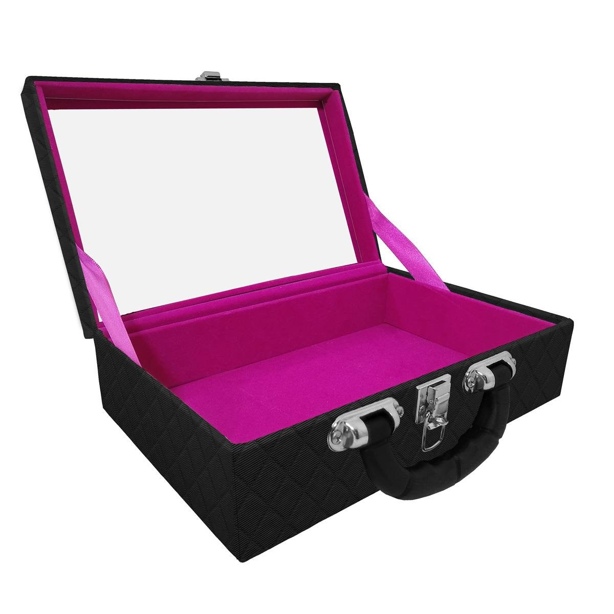 Maleta Dupla Média Vazia Dijon Preto Com Alça Preta e Espelho - Sob Encomenda