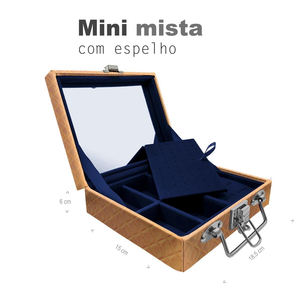 Maleta Mini Mista Dijon Dourado Com Espelho - Sob Encomenda