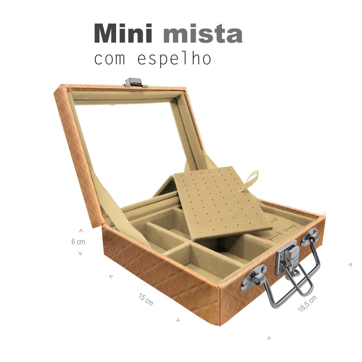 Maleta Mini Mista Dijon Dourado Com Espelho - Sob Encomenda