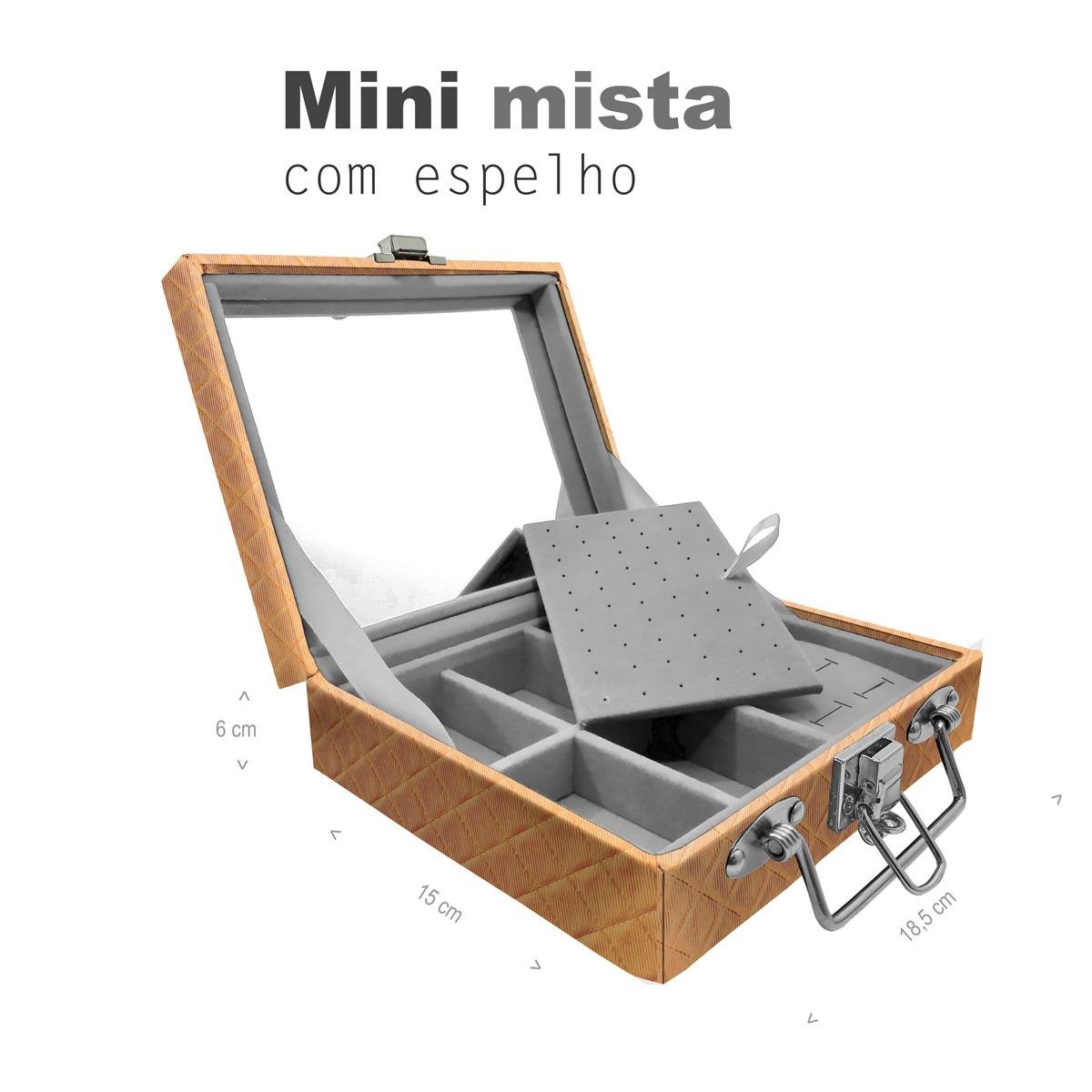 Maleta Mini Mista Dijon Dourado Com Espelho - Sob Encomenda