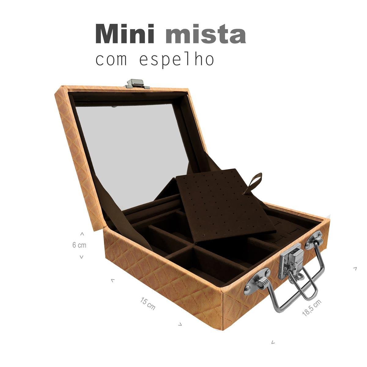 Maleta Mini Mista Dijon Dourado Com Espelho - Sob Encomenda