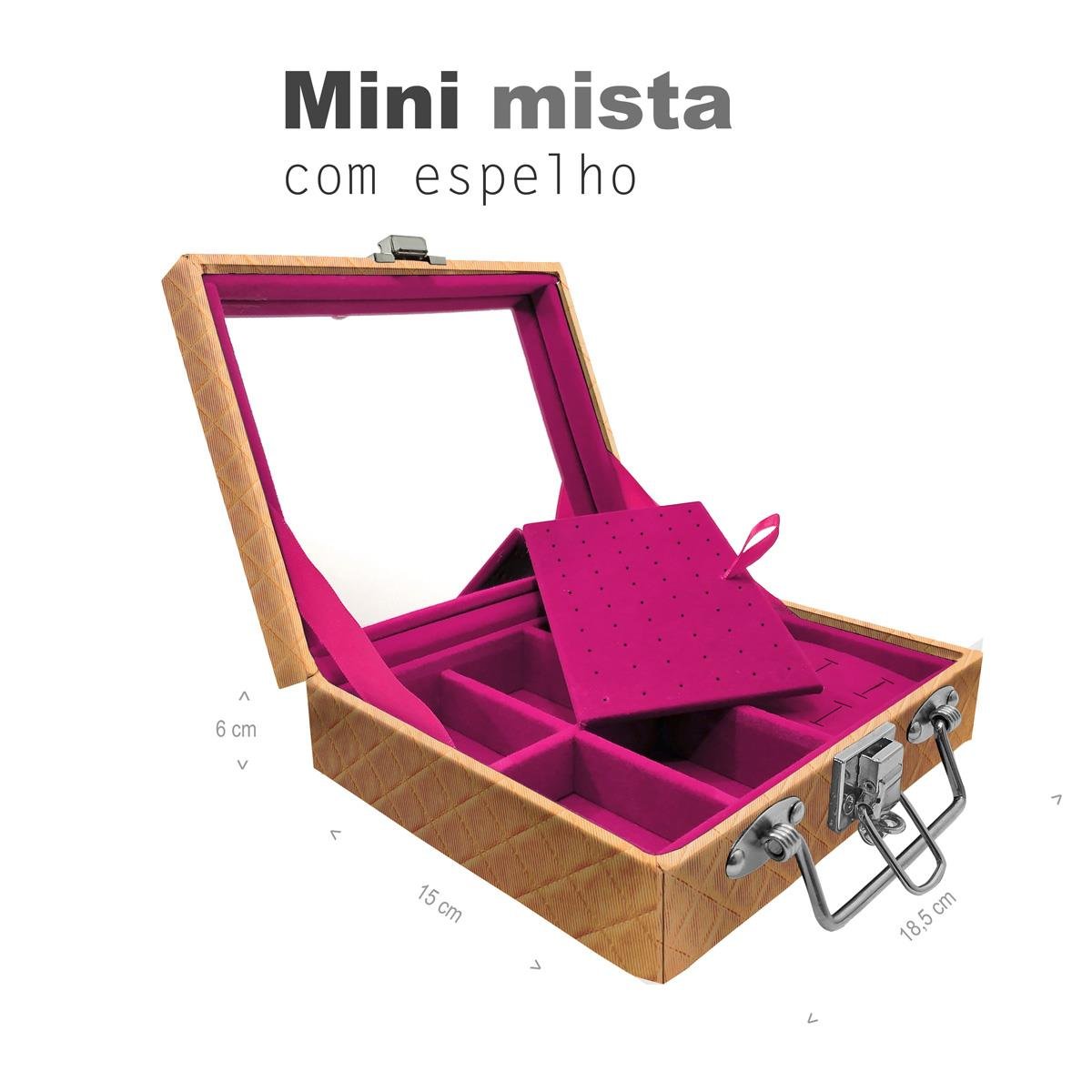 Maleta Mini Mista Dijon Dourado Com Espelho - Sob Encomenda