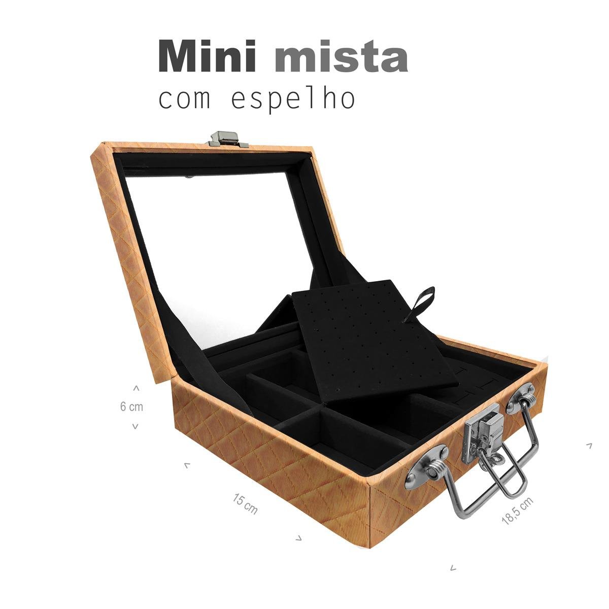 Maleta Mini Mista Dijon Dourado Com Espelho - Sob Encomenda