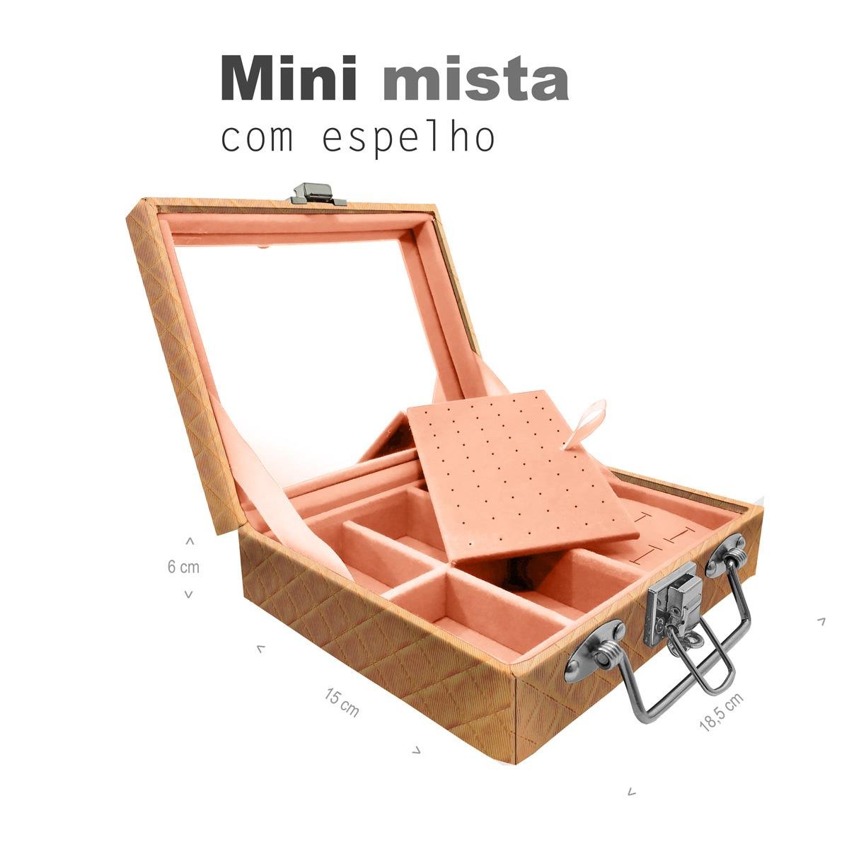 Maleta Mini Mista Dijon Dourado Com Espelho - Sob Encomenda