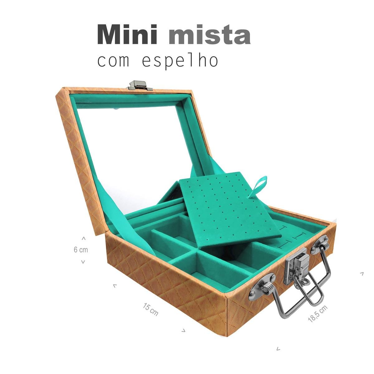 Maleta Mini Mista Dijon Dourado Com Espelho - Sob Encomenda