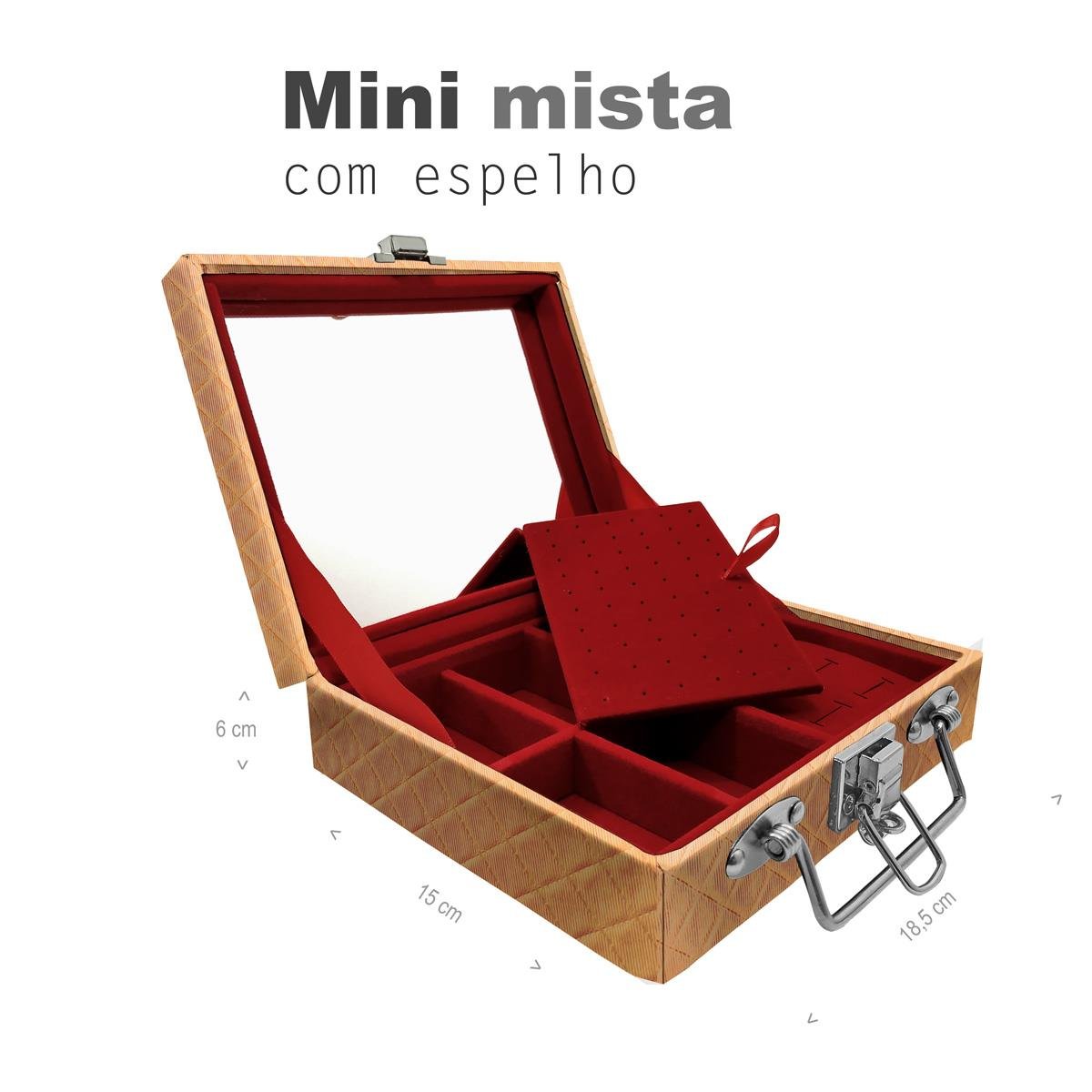 Maleta Mini Mista Dijon Dourado Com Espelho - Sob Encomenda