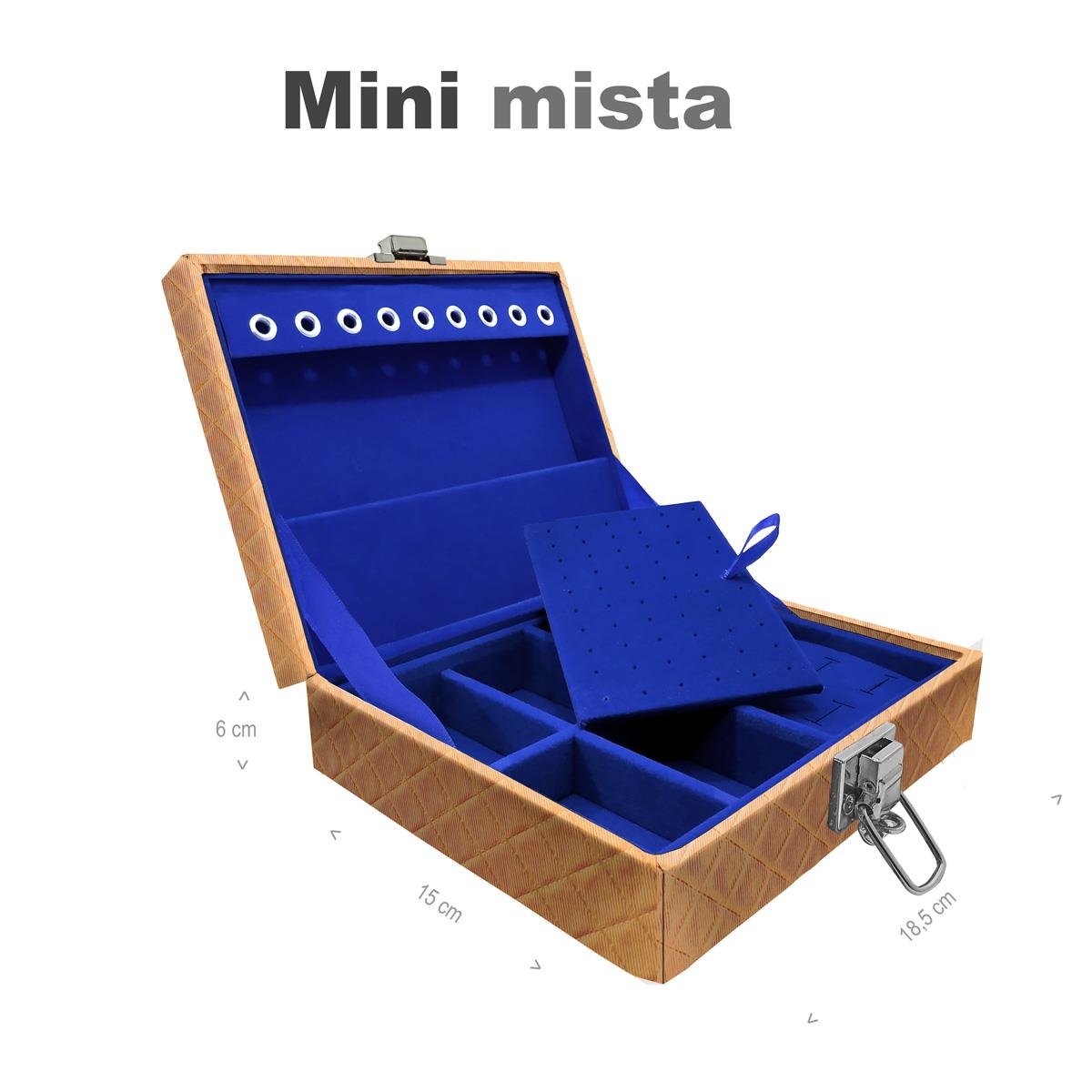 Estojo Maleta Porta Jóias Mini Mista Dijon Dourado Sem Alça