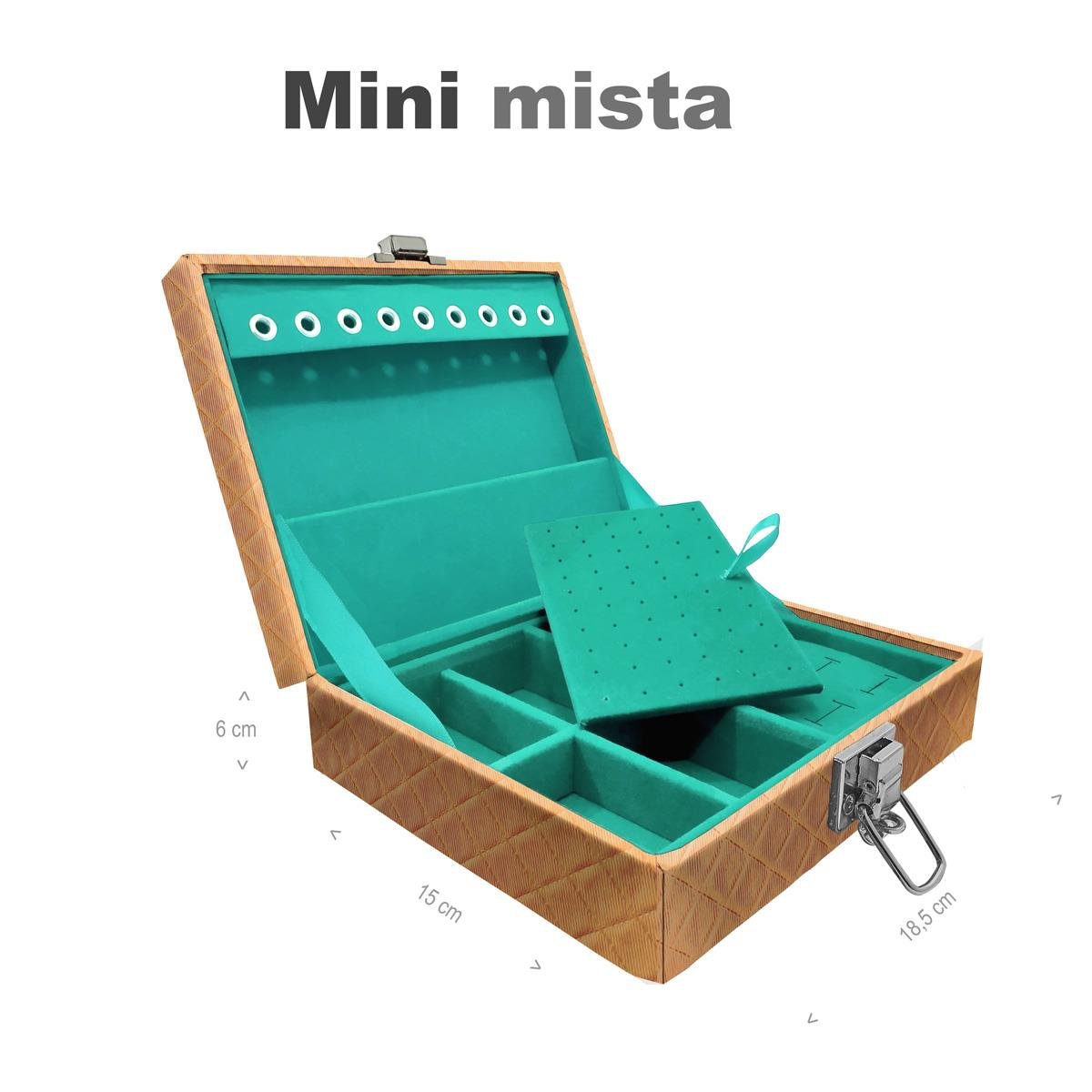 Estojo Maleta Porta Jóias Mini Mista Dijon Dourado Sem Alça
